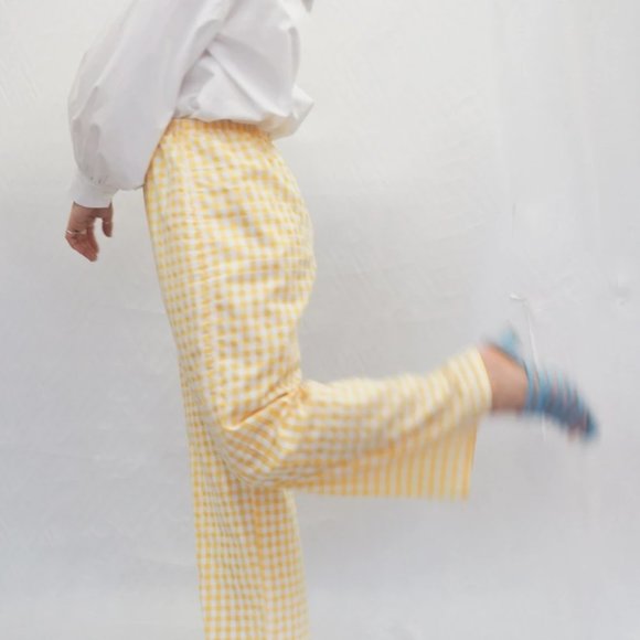 Rae Yellow Gingham High Waist Trousers - Picture 3 of 11